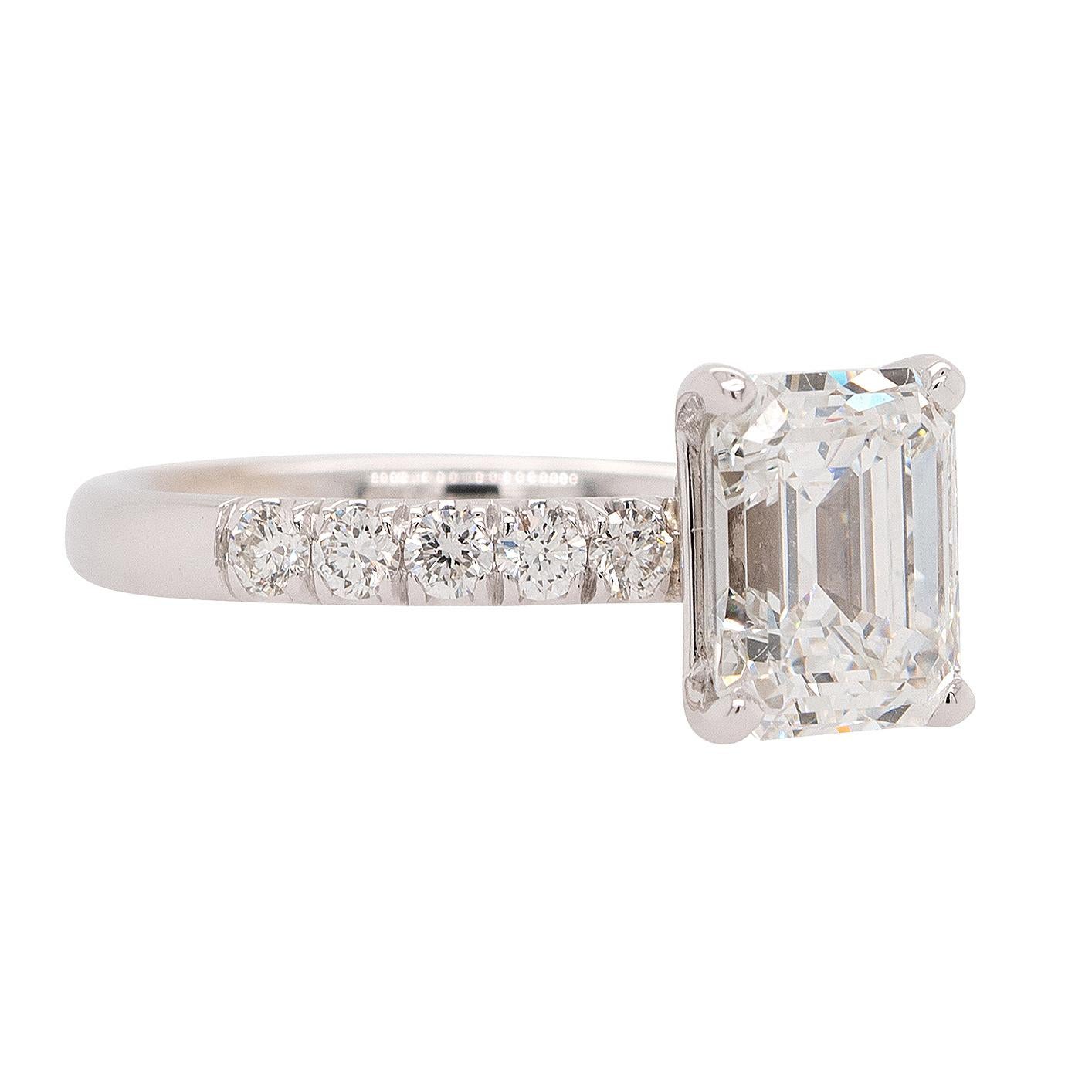 3.03 Carat Emerald Cut GIA Natural Diamond Engagement Ring For Sale 4