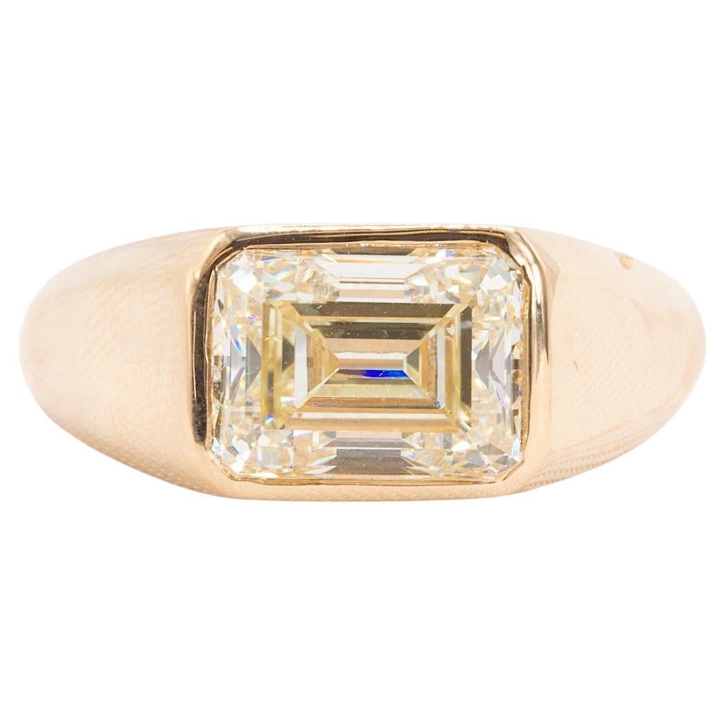 Solitär-Ring aus 14 Karat Gelbgold mit 3,03 Karat GIA-zertifiziertem Diamanten im Smaragdschliff