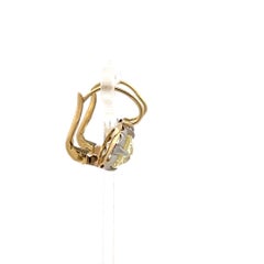 3.03 Carat Old European and Circular Brilliant Diamond 18K Gold-Silver Earrings