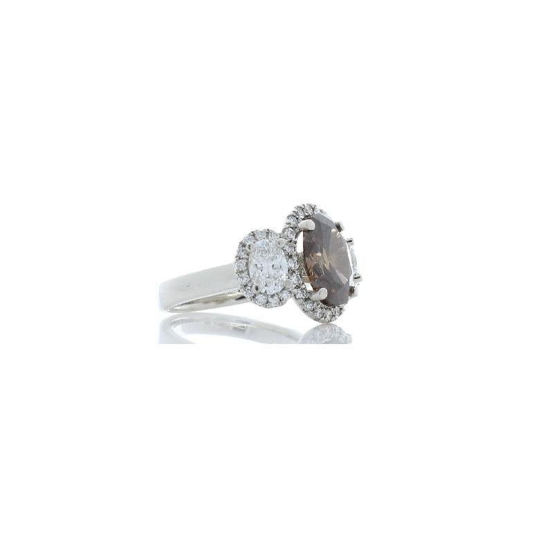 Oval Cut 3.03 Carat Oval Fancy Brown Diamond Cocktail Ring in Platinum