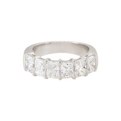 3.03 Carat Radiant Cut Diamond 6 Stone Wedding Band Platinum in Stock