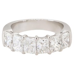 3.03 Carat Radiant Cut Diamond 6 Stone Wedding Band Platinum in Stock