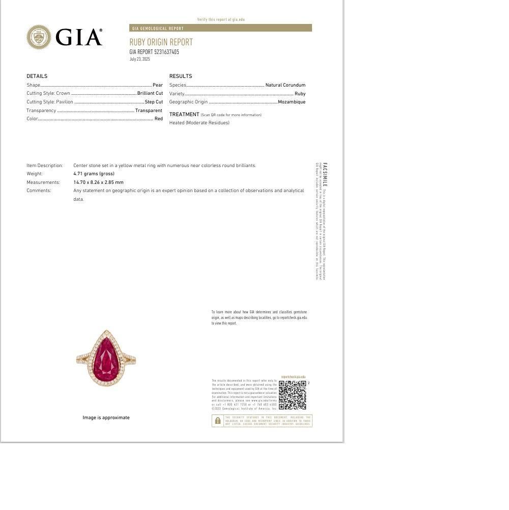 Anello aureola in oro 14k con diamante rubino da 3,03 carati, certificato GIA in vendita 1