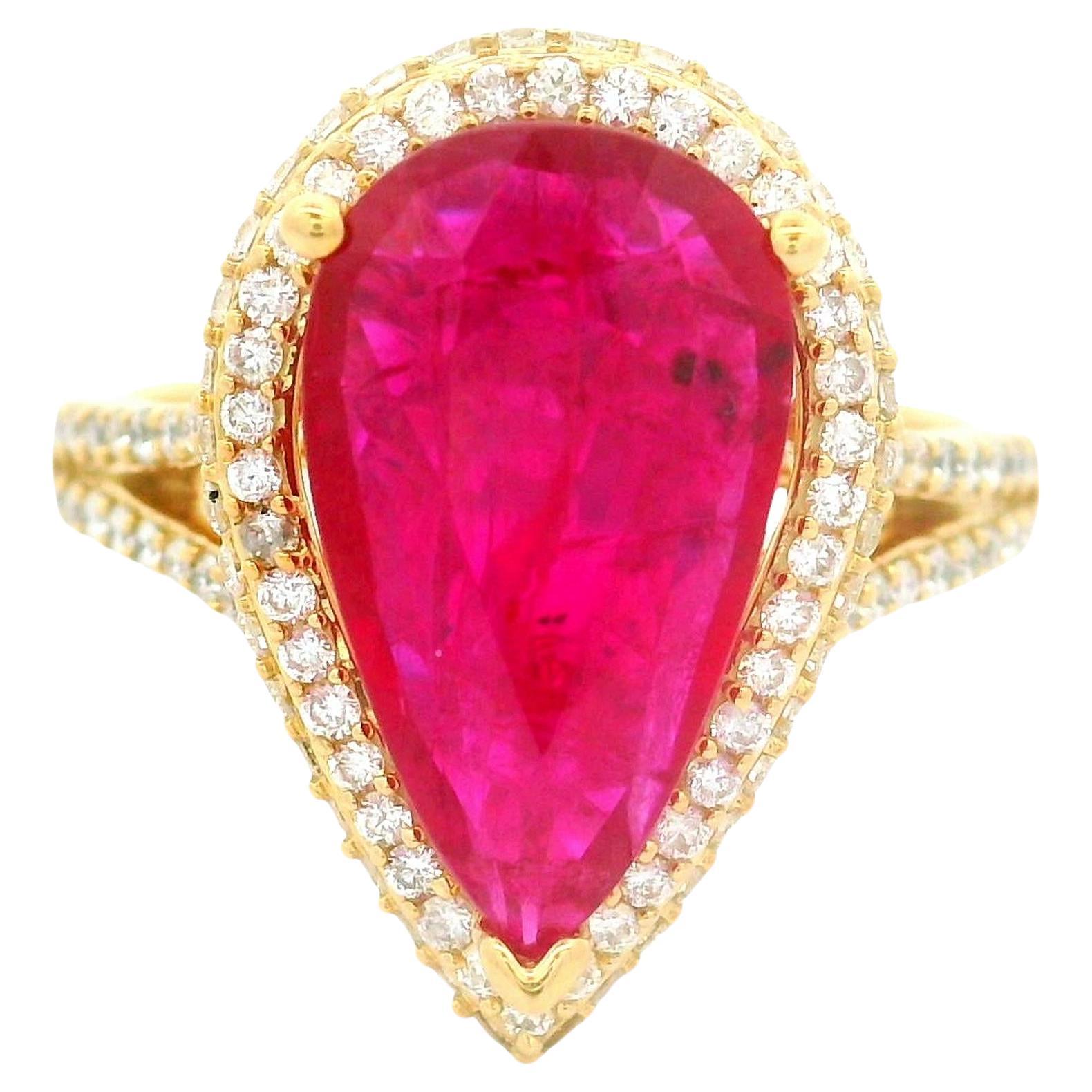 Anello aureola in oro 14k con diamante rubino da 3,03 carati, certificato GIA