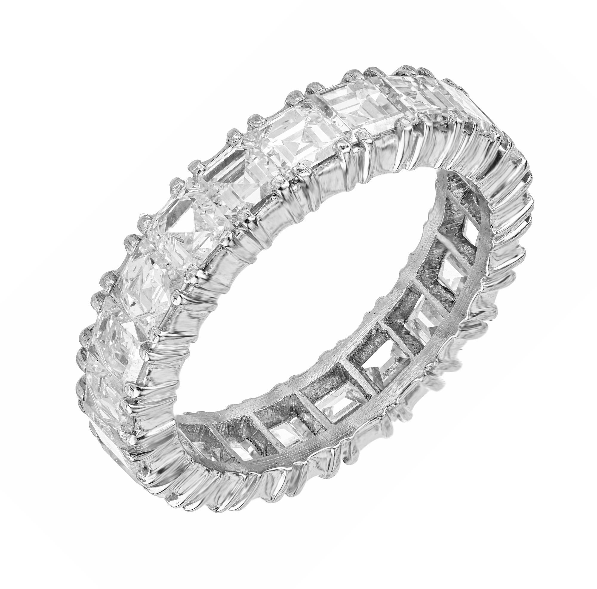 Square Cut 3.03 Carat Square Diamond Platinum Eternity Wedding Band Ring For Sale