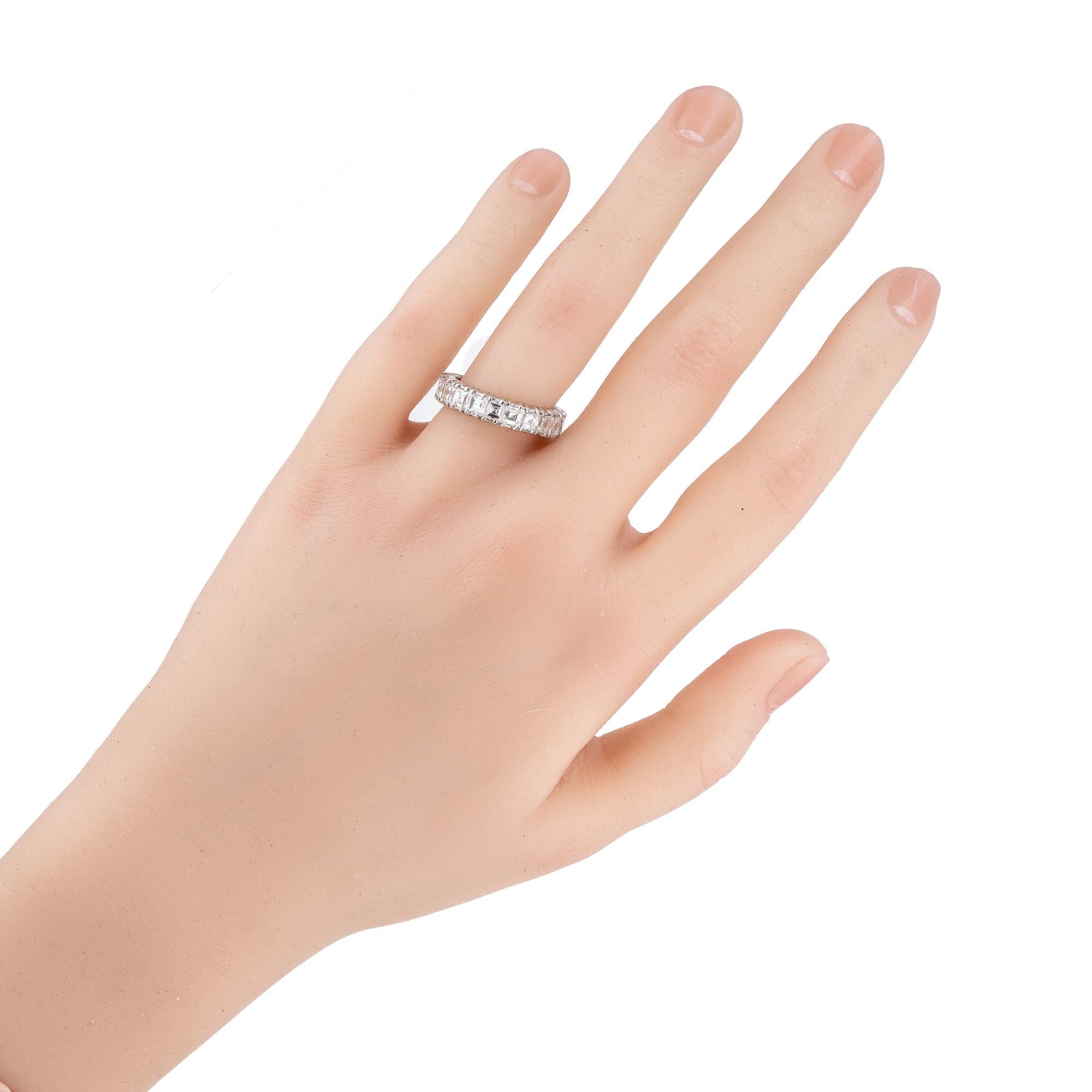 Women's 3.03 Carat Square Diamond Platinum Eternity Wedding Band Ring For Sale
