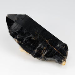 303 ct, Natural black qurtz morion crystal on feldspar matrix
