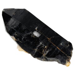 303 ct, Natural black qurtz morion crystal on feldspar matrix