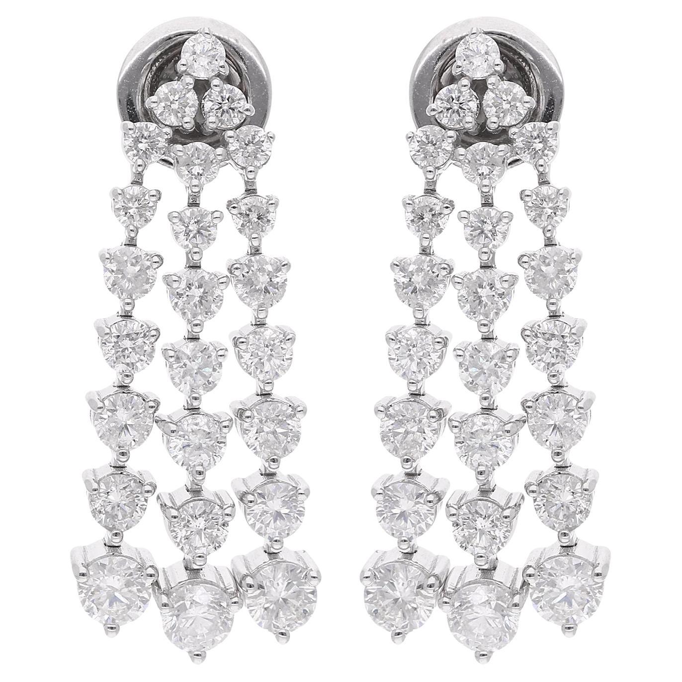 3,03 Karat runde Brillantschliff Diamant-Kronleuchter Tropfenohrringe 18k Weißgold im Angebot