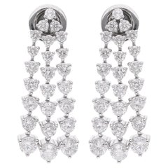 3.03 Ct Round Brilliant Cut Diamond Chandelier Drop Earrings 18k White Gold
