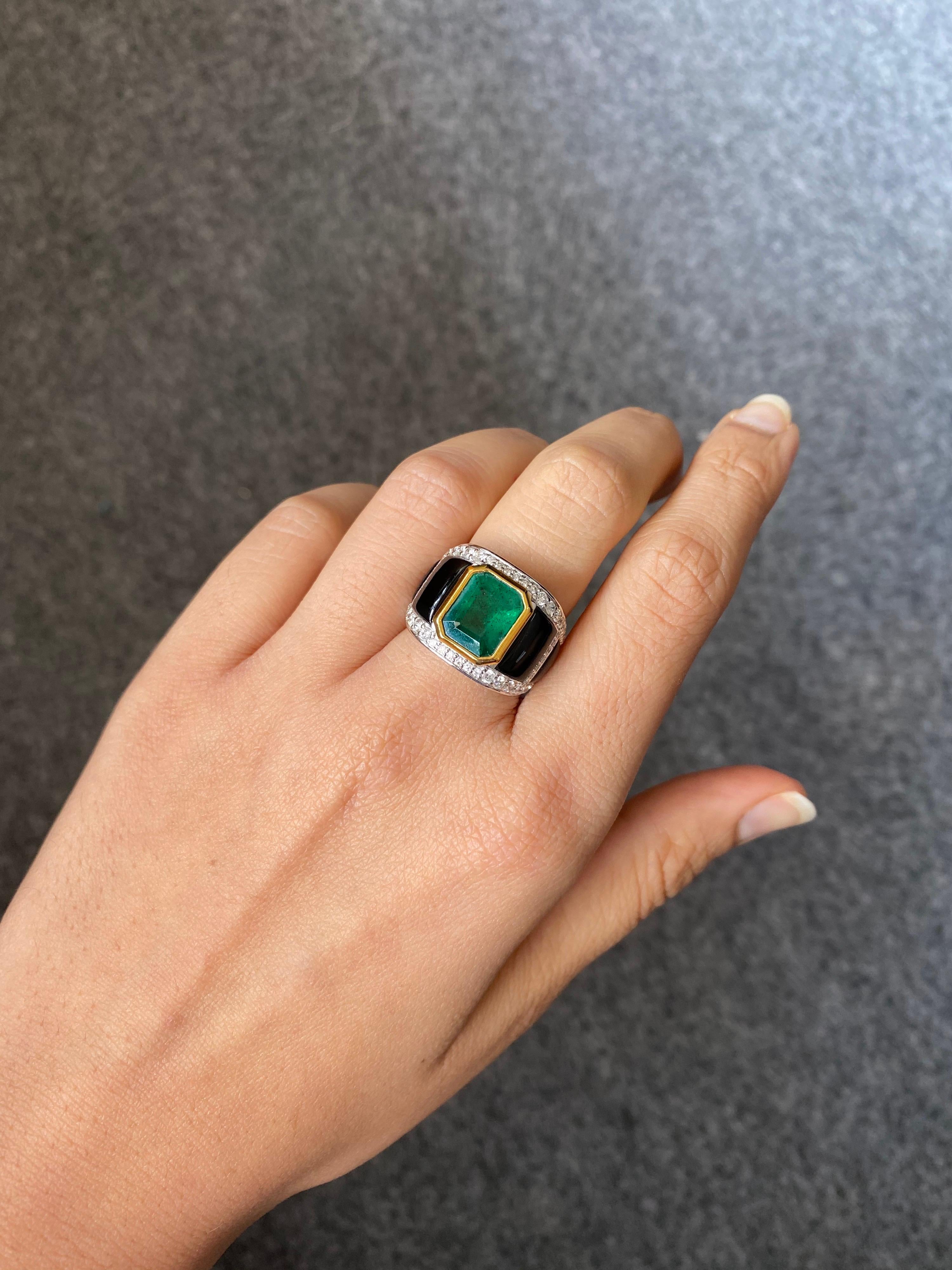 black onyx emerald cut ring