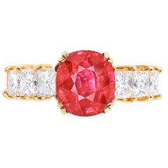 Emilio Jewelry Certified 3.00 Carat Pigeon Blood Ruby Ring 