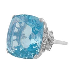 30.31 Carat Aquamarine Diamond Ring GIA Certified