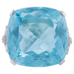30.31 Carat Aquamarine Diamond Ring GIA Certified