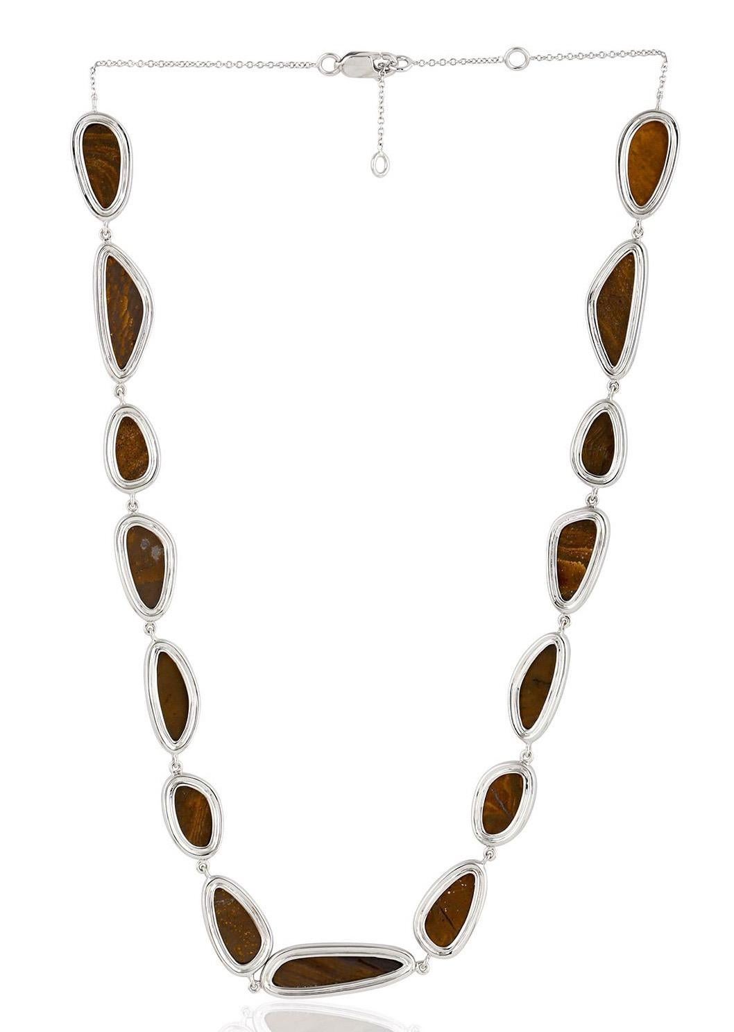 Modern 30.32 Carat Opal Diamond 18 Karat White Gold Necklace One of a Kind For Sale