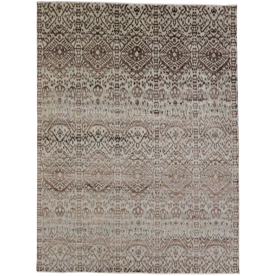 Rug and Kilim’s Classic Ikats Style Rug with Red, Gray and Gold ...