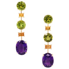 30,38 Karat Amethyst Peridot Saphir 18 Karat Gelbgold Tropfenohrringe