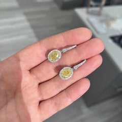 6ct GIA Fancy Light Yellow Diamond Drop Earrings