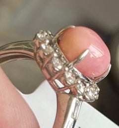 3.03ct Conch Pearl & Diamond Platinum Ring rubyking