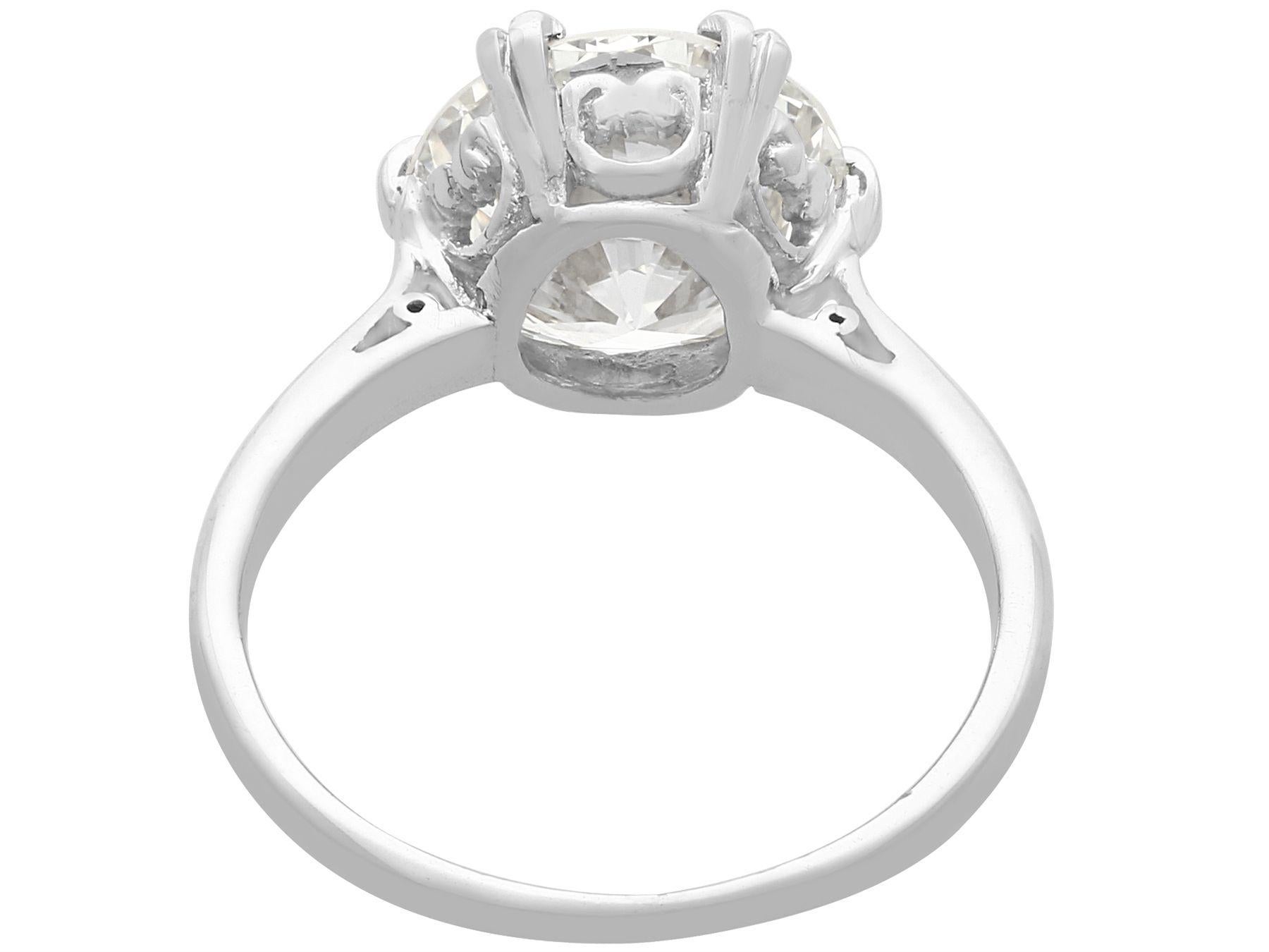Round Cut 3.03 Carat Diamond and Platinum Solitaire Engagement Ring For Sale