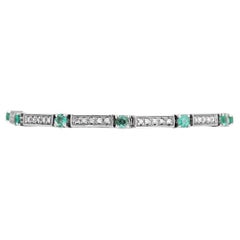 3.03ct Emerald & Diamond Tennis Bracelet – 14k White Gold Elegant Green Jewelry