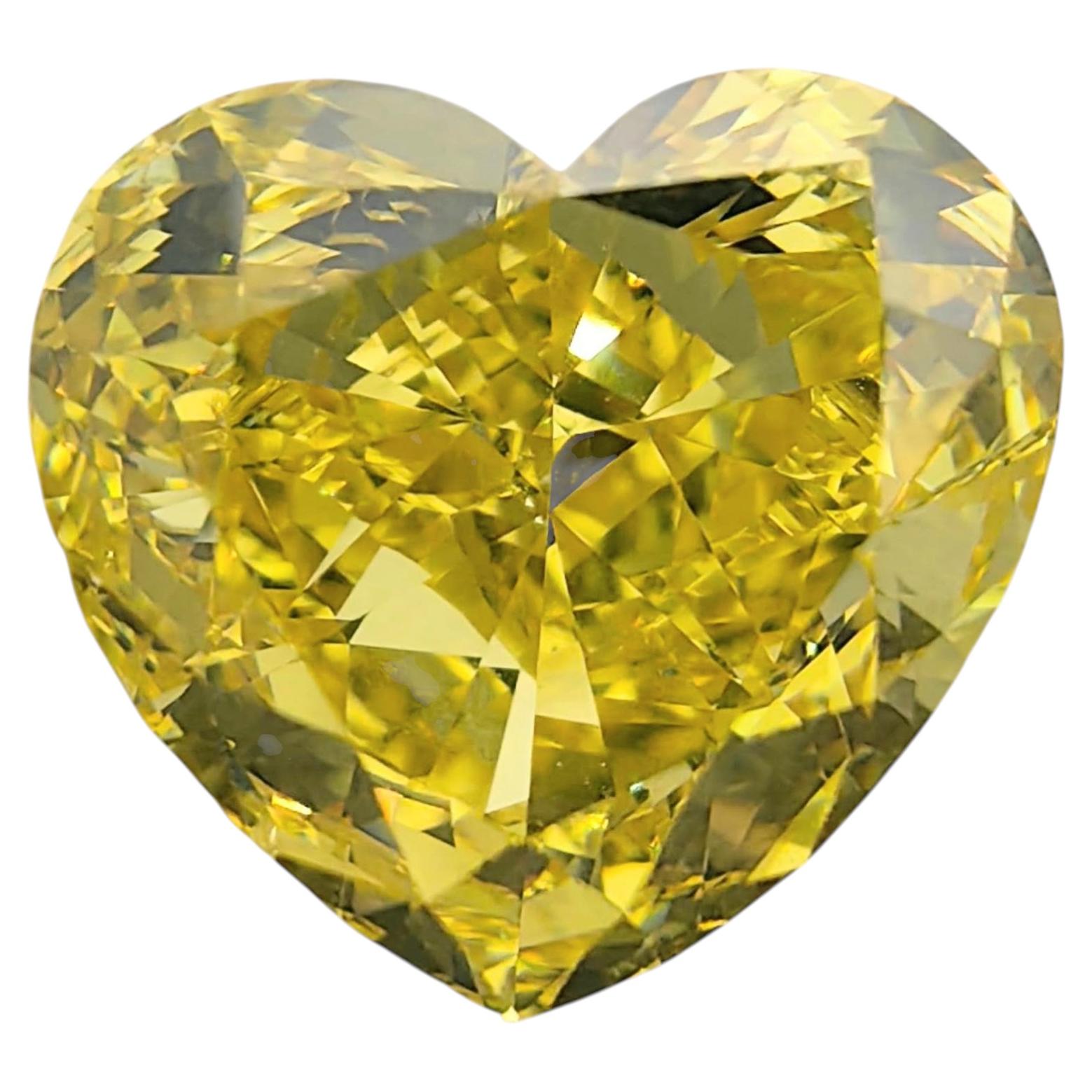 3.03ct GIA Certified Natural Fancy Vivid Yellow Heart Shape Loose Diamond