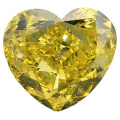 3.03ct GIA Certified Natural Fancy Vivid Yellow Heart Shape Loose Diamond