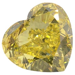 3.03ct GIA Certified Natural Fancy Vivid Yellow Heart Shape Loose Diamond