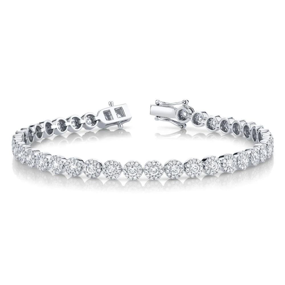 3.03ct Round Brilliant Cut Diamond Tennis Bracelet in 14k White Gold