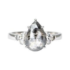 3.03ct Salt and Pepper Gray Diamond 14k White Gold Engagement Ring AD1756-14