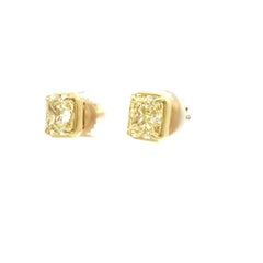3.03ctw GIA Certified Fancy Yellow Radiant Cut Diamond Earrings in 18KY Gold