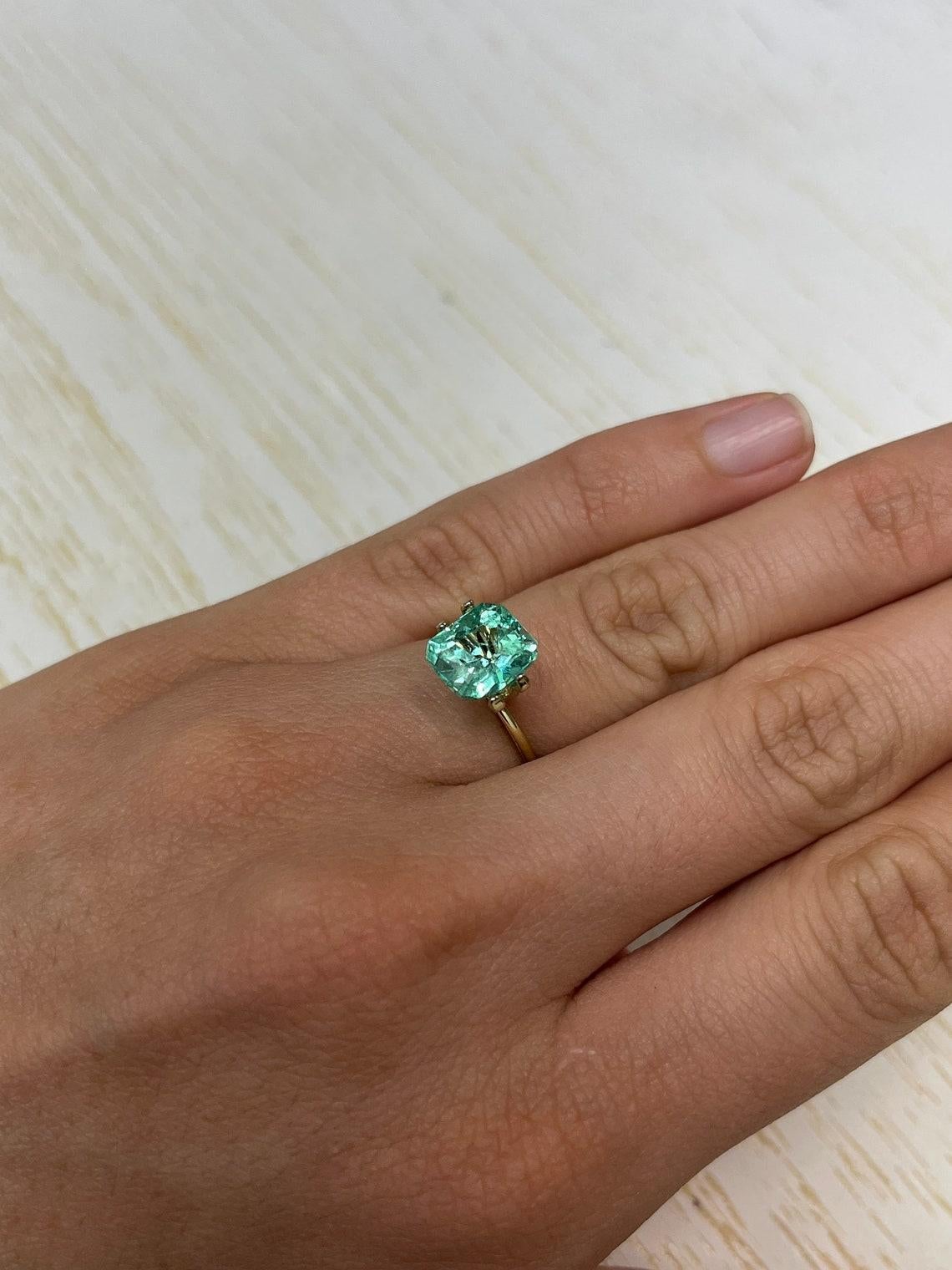 3,04 Carati 9x8 Smeraldo Colombiano Verde Vivace - Pietra di nascita di maggio con taglio a smeraldo in vendita 3