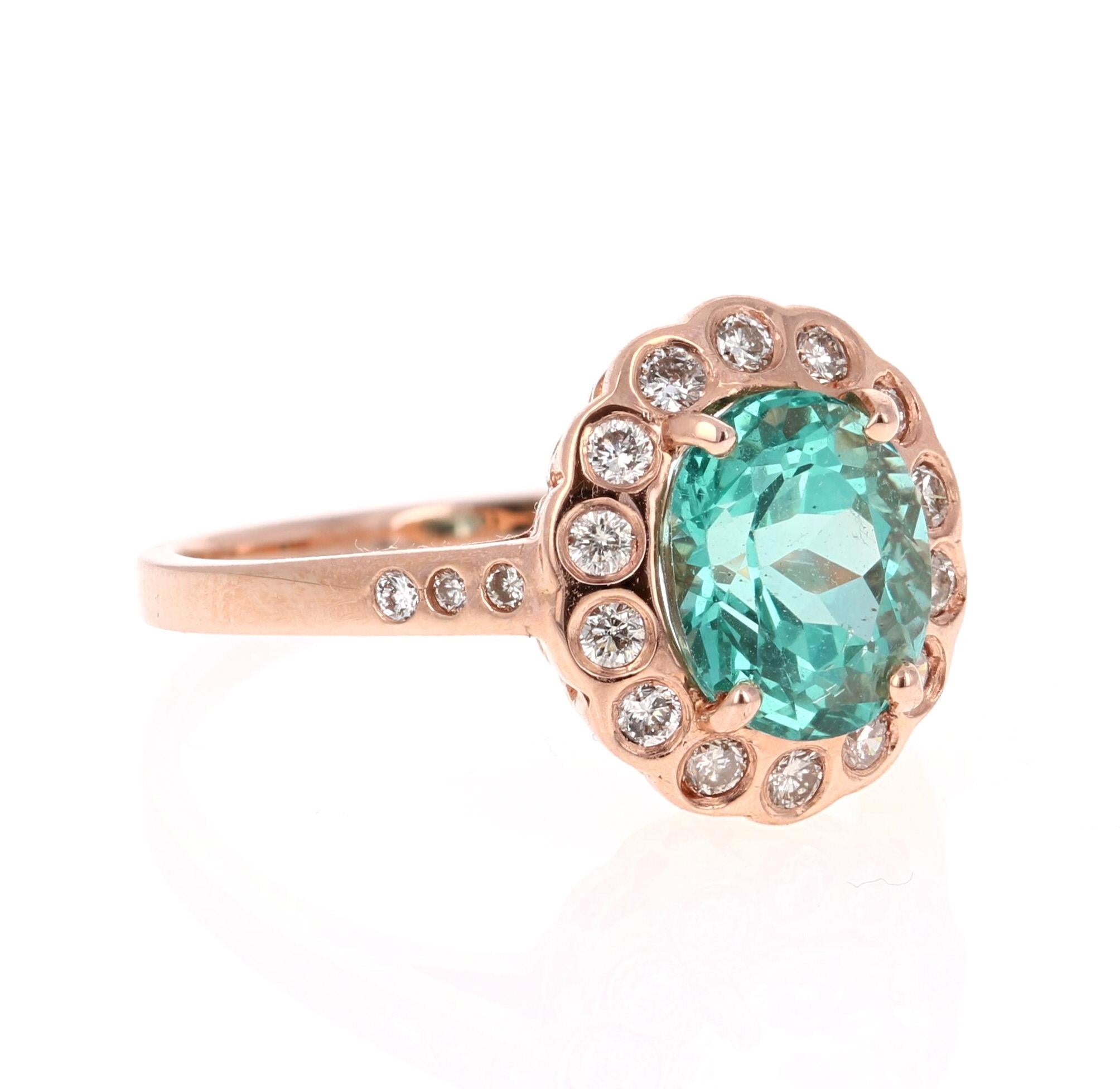 An Apatite Ring set beautifully in Rose Gold - such a beautiful and unique combination!!

This stunning Apatite and Diamond Ring can easily transform into a unique and classy engagement ring for your special someone!  The ring has a 2.53 Carat Oval