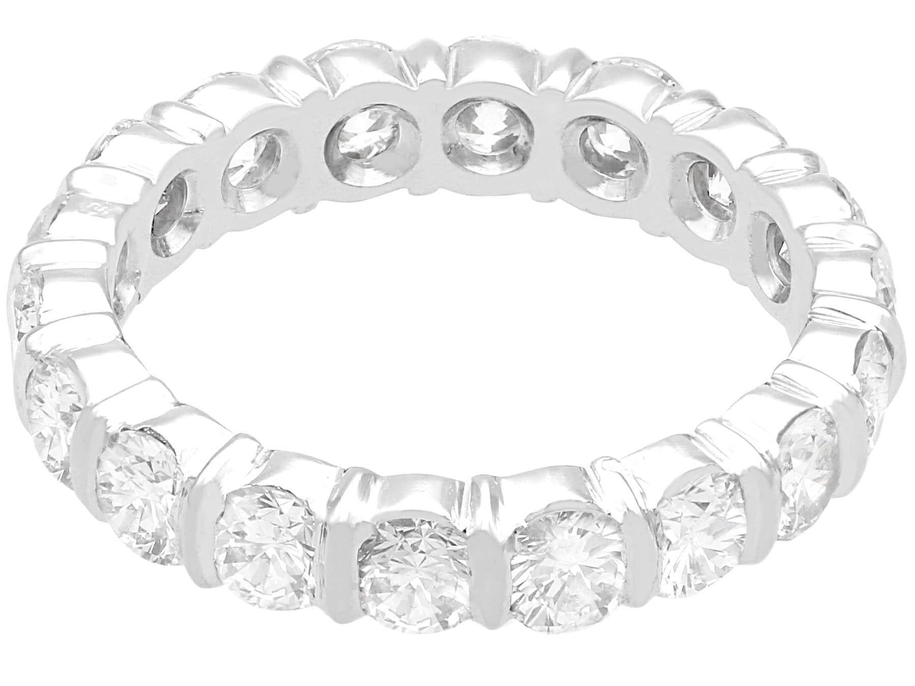 Brilliant Cut 3.04 Carat Diamond and 18k White Gold Full Eternity Ring For Sale
