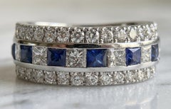 3.04 Carat Diamond and Sapphire Channel Set Half Circle Band Ring