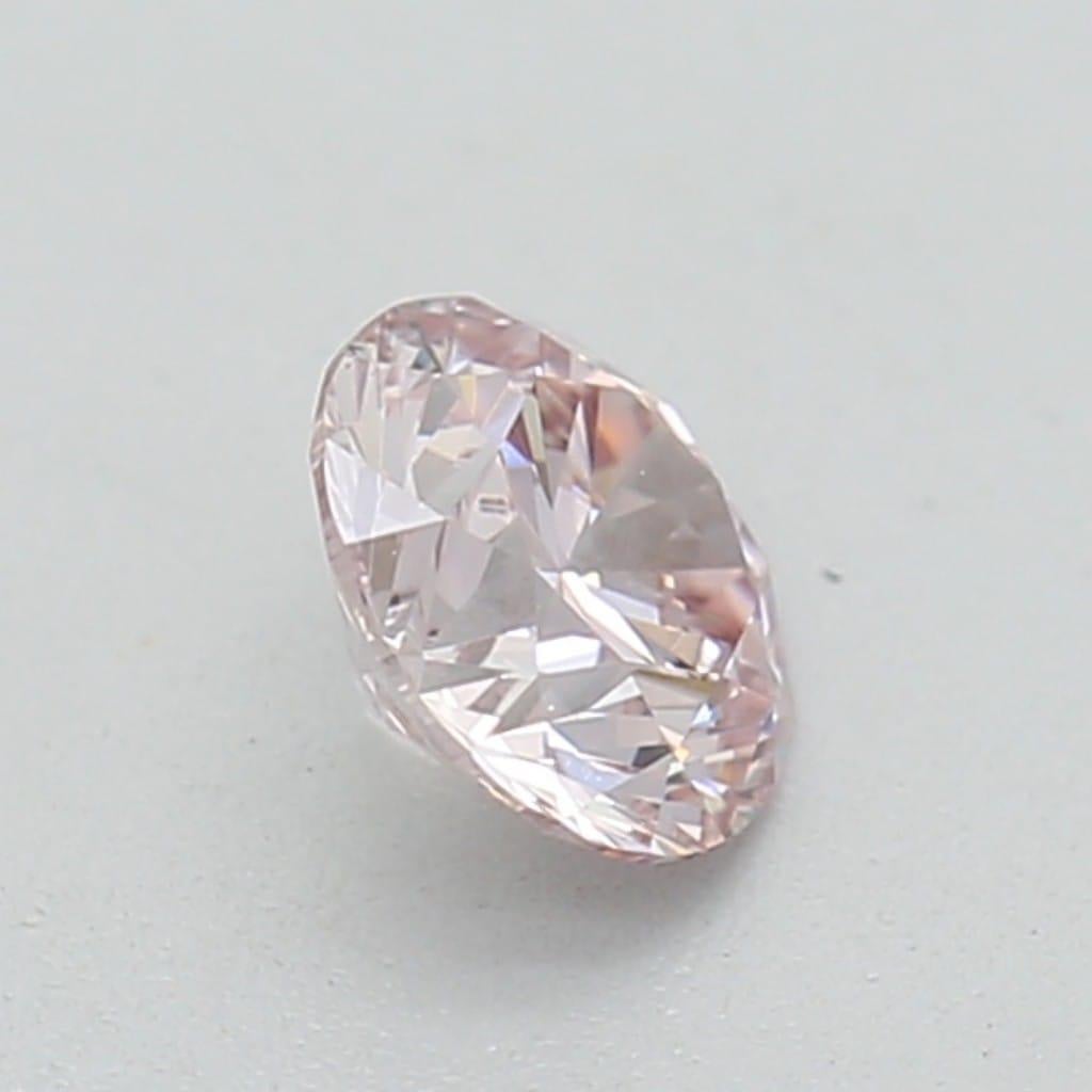 Women's or Men's 0.25 Carat Fancy Light Pink Round Cut Diamond VS2 Clarity GIA Certified For Sale
