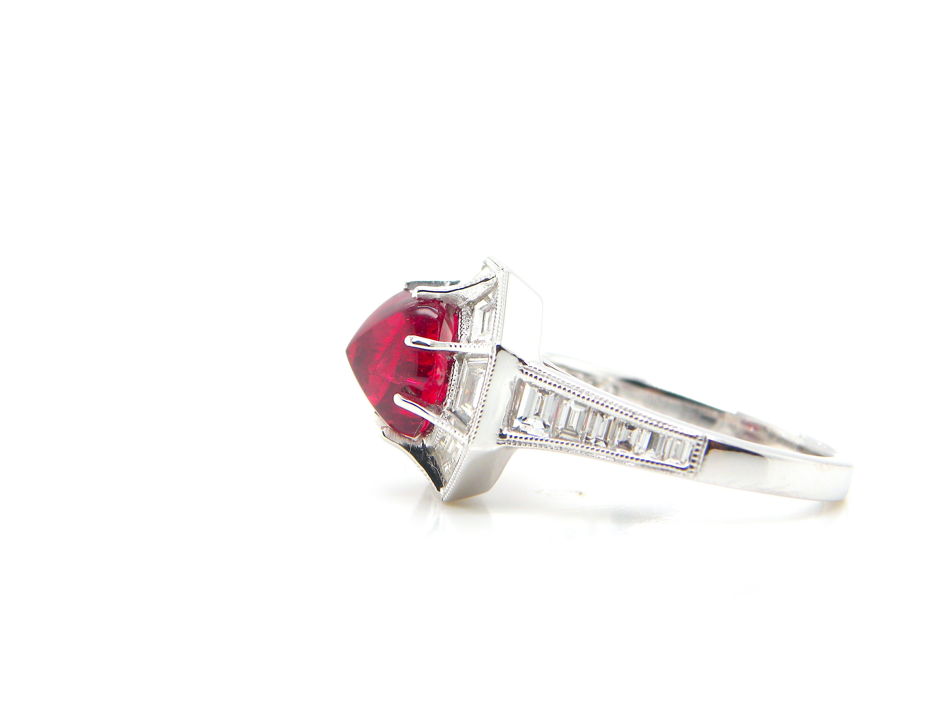 3.04 Carat GIA Certified Burma No Heat Vivid Red Spinel and White Diamond Ring 7