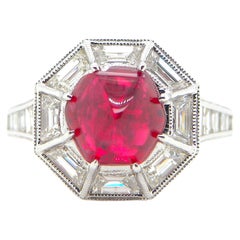 3.04 Carat GIA Certified Burma No Heat Vivid Red Spinel and White Diamond Ring