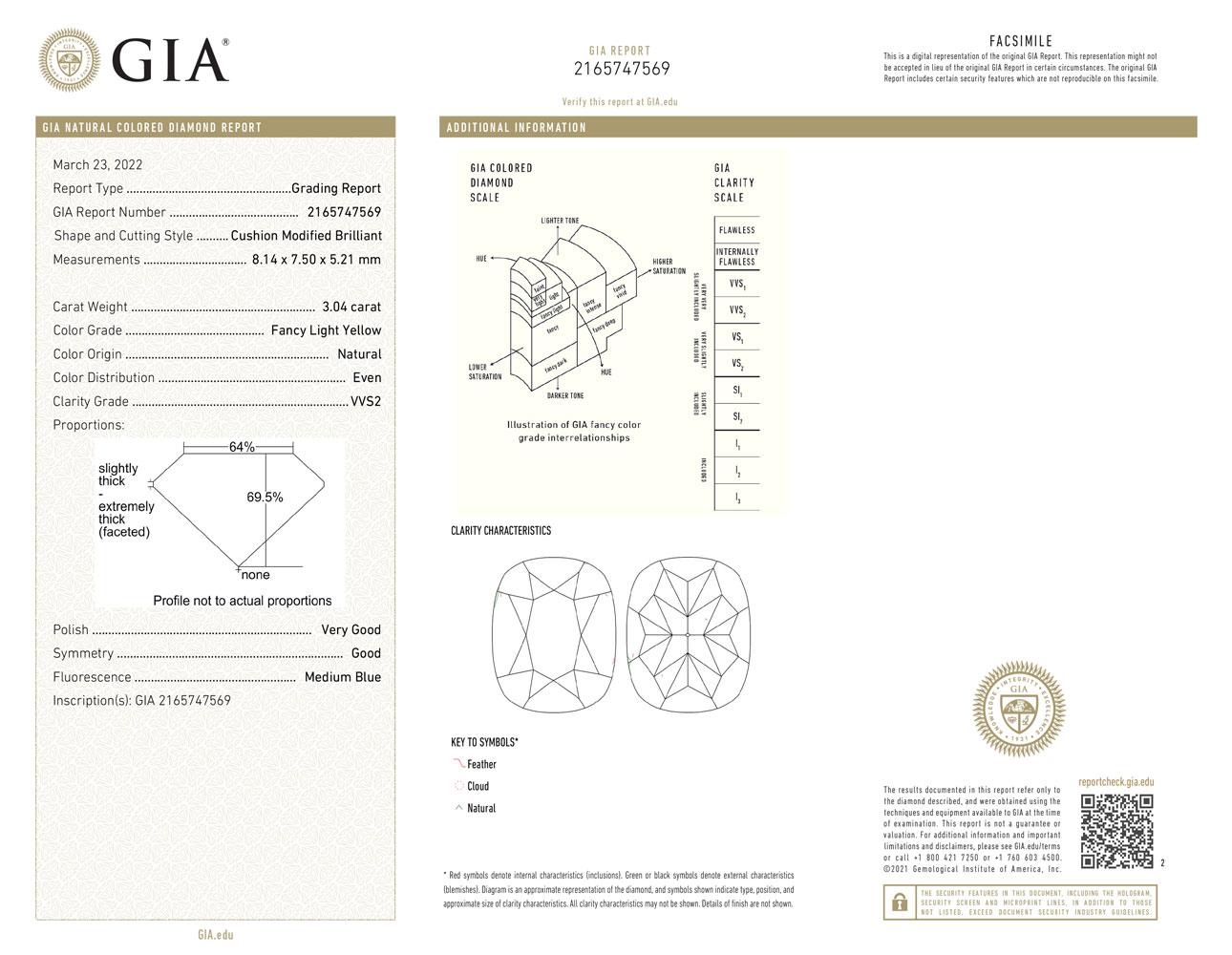 3.04 Carat GIA Certified Square Cushion VVS2 Yellow Diamond Halo Ring For Sale 1