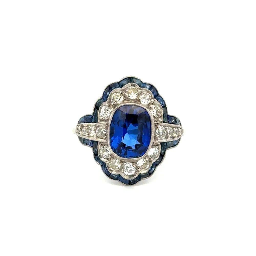 Platinring mit 3,04 Karat GIA Ceylon-Saphir und Diamant, Nachlass-Schmuck (Art déco) im Angebot