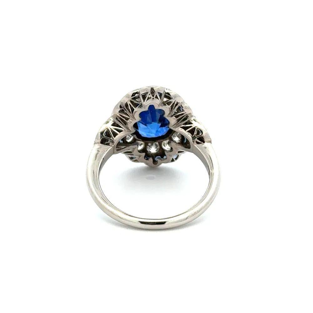 Platinring mit 3,04 Karat GIA Ceylon-Saphir und Diamant, Nachlass-Schmuck (Gemischter Schliff) im Angebot