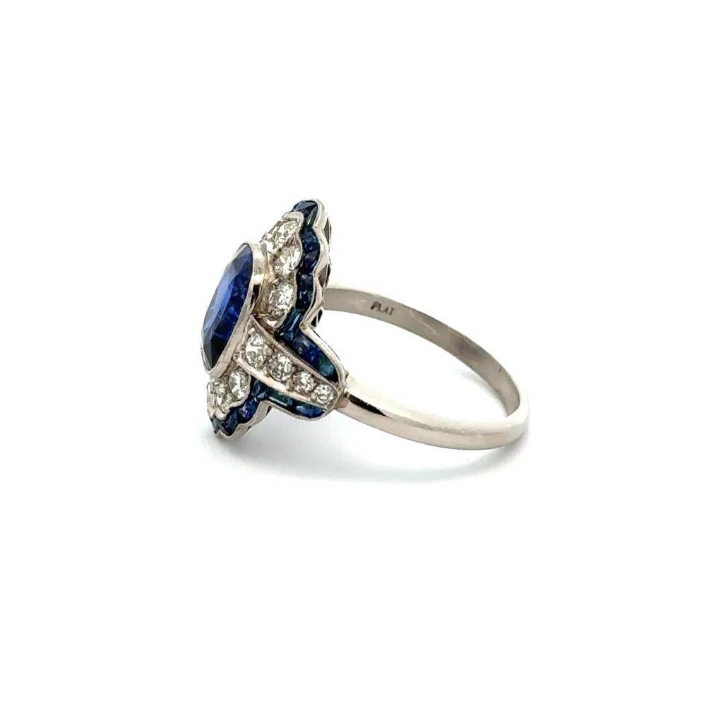 Platinring mit 3,04 Karat GIA Ceylon-Saphir und Diamant, Nachlass-Schmuck im Zustand „Hervorragend“ im Angebot in Montreal, QC