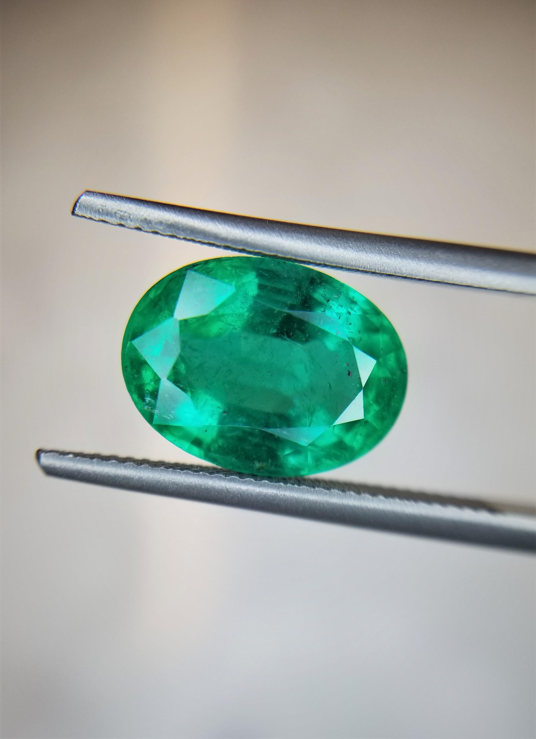 This custom, bezel-set pendant necklace features a gorgeous 3.04 Carat Oval Cut emerald measuring 10.20 X 7.90 mm and can be made in 18K Rose Gold, 18K Yellow Gold or 18K White Gold.
Did you know that emeralds are even rarer than diamonds? Emeralds