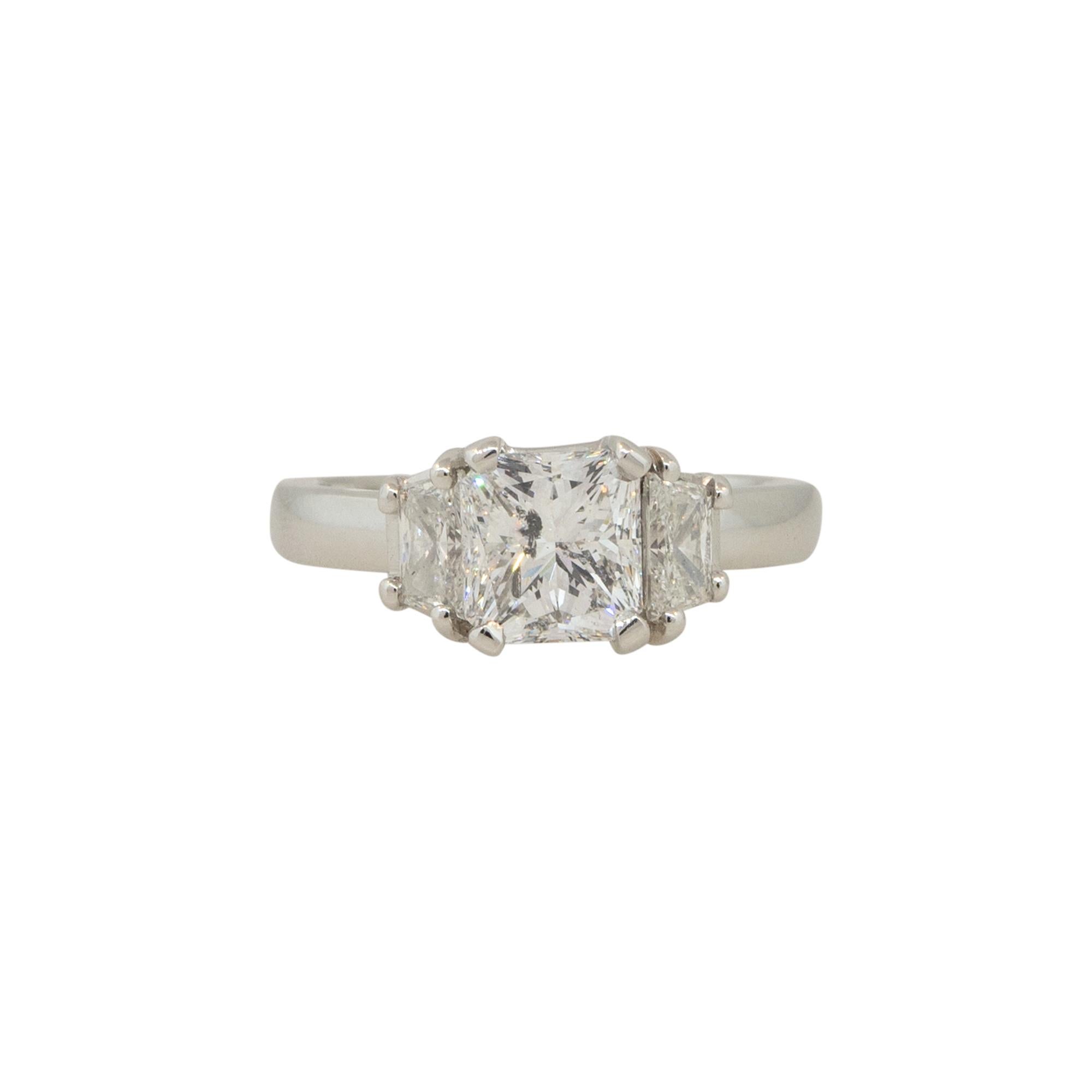 Women's 3.04 Carat Radiant Cut Diamond Engagement Ring Platinum in Stock For Sale