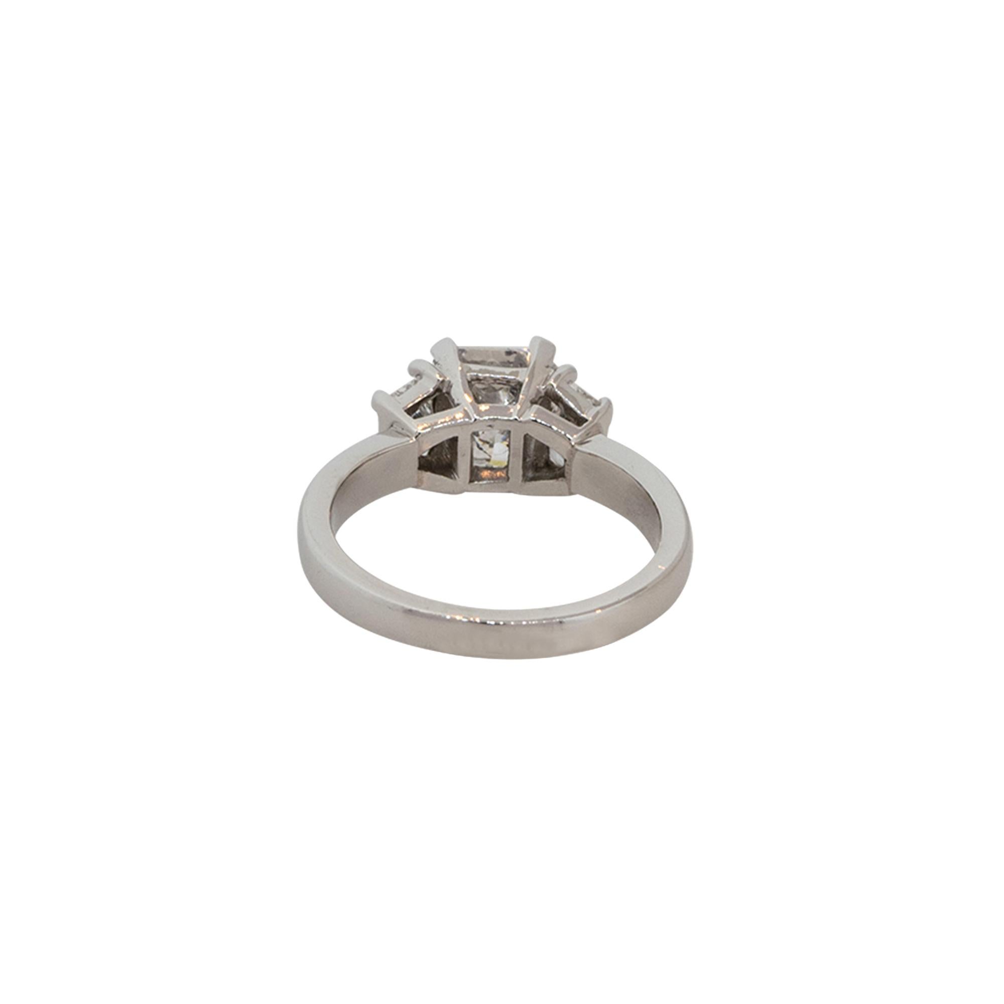3.04 Carat Radiant Cut Diamond Engagement Ring Platinum in Stock For Sale 1