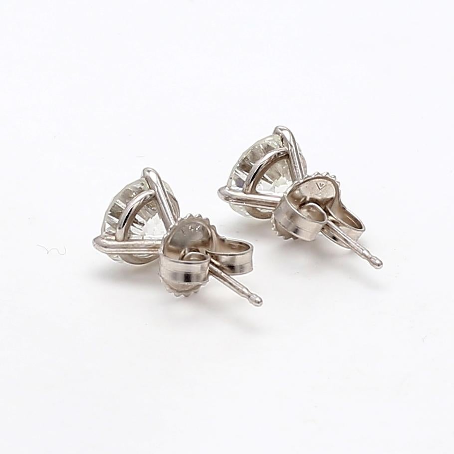 Orecchini con diamante tondo brillante H I1 da 3,04 carati in oro bianco 14 carati in vendita 7