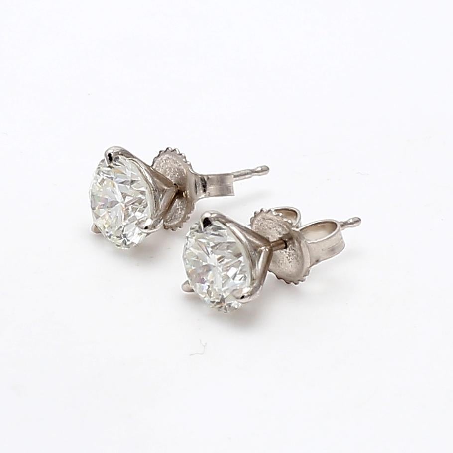 Orecchini con diamante tondo brillante H I1 da 3,04 carati in oro bianco 14 carati in vendita 9