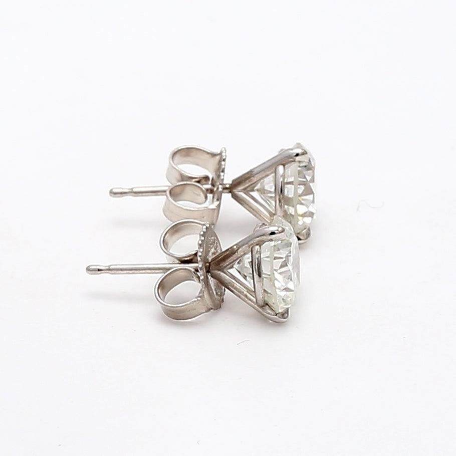 Contemporaneo Orecchini con diamante tondo brillante H I1 da 3,04 carati in oro bianco 14 carati in vendita