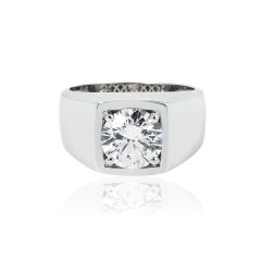 3.04 Carat Round Brilliant Statement Brilliant White 14K White Gold Diamond Ring
