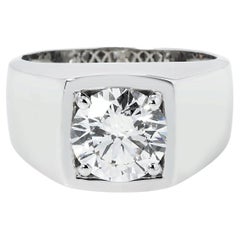 3.04 Carat Round Brilliant Statement Brilliant White 14K White Gold Diamond Ring